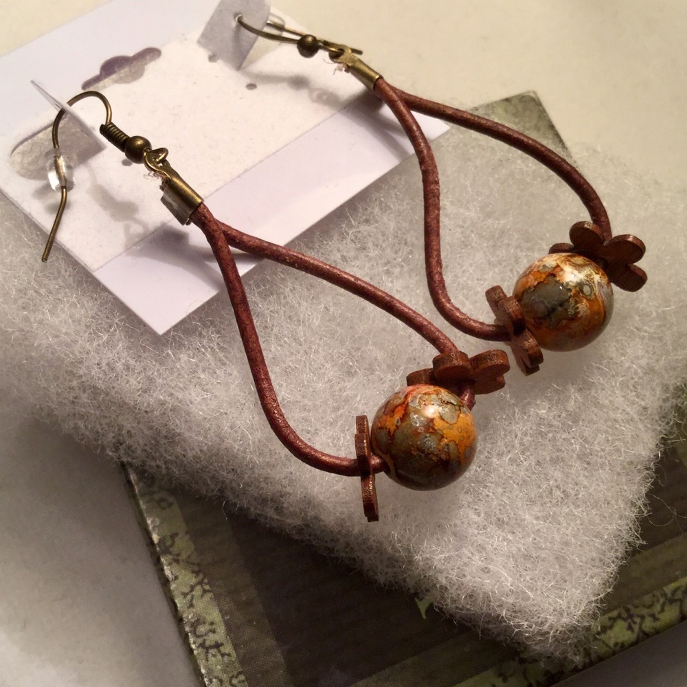 Leather Tribal Earrings with Brass Hardware